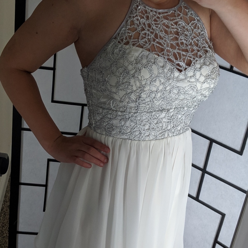 Silver and white dress